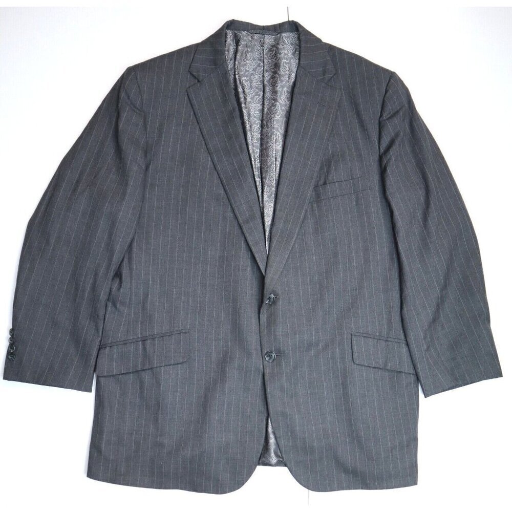 TOM JAMES EXECUTIVE COLLECTION - MEN'S GRAY PINSTRIPE BLAZER JACKET - SIZE 46L